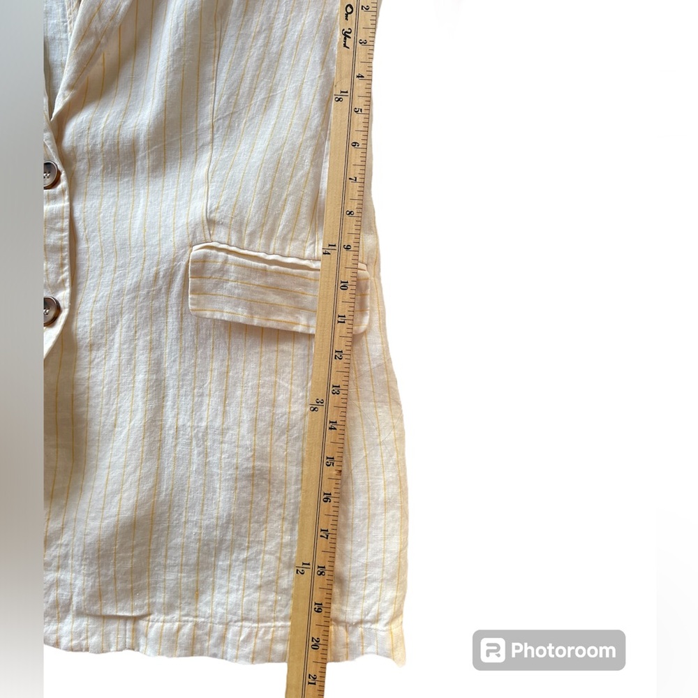 CYNTHIA ROWLEY White/Yellow Pin Stripe Linen Blazer Jacket NWT - Size Small - Picture 11 of 11